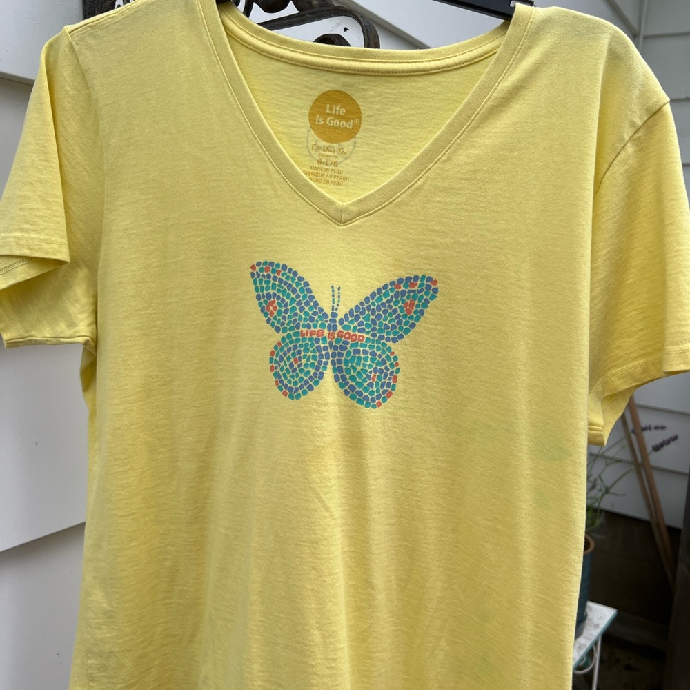 Life Is Good Yellow Graphic Short Sleeve Tee